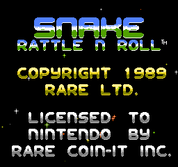 Snake Rattle n Roll (Europe) Title Screen